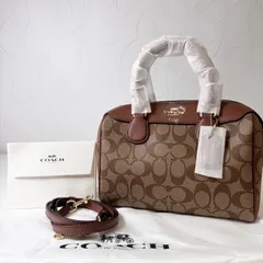✨NEWランク　  COACH　２wayバッグ　ショルダーバッグ　ハンドバッグ　bag　ボストンバッグ　シグネチャー　PVC　キャンバス　レザー　ブラウン　「98EL」