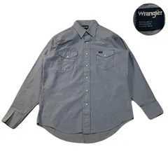 Wrangler ラングラー WesternShirt ウエスタンシャツ USA製 80s PatchLogo ワッペンロゴ ワンポイント SnapButton スナップボタン Polyester ポリエステル Oversized Blue ブルー XL
