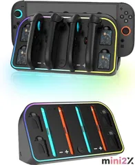 任天堂Switch2 用 ジョイコン 充電機 【 2025年最新版 】 最大4台同時充電 ニンテンドー スイッチ2 用 Joy-Con コントローラー 充電 RGB ライト 付き ゲーミング ゲーム カードスロット 付き 急速充電 取付 簡単 省スペース