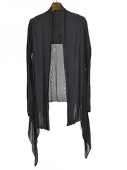 Rick Owens リックオウエンス ラムレザーコンビシルクロングジャケット ブラック 38のサムネイル