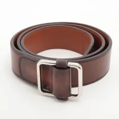 極美品 ベルルッティ レザー ベルト ブラウン シルバー 金具 サイズ 85/34 メンズ EEE AU12-10【中古】のサムネイル