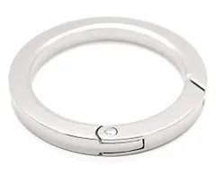 内径25mm_シルバー 丸型 カラビナ キーホルダー キーリング 4個セット軽量 収納 固定しやすく 外しやすい ワンタッチ オシャレ 内径25mm, シルバー