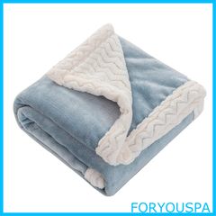 【新着商品】lifesure 毛布 ひざ掛け 二枚合わせ ブランケット 暖かい 冷房 フランネル フリース 軽量 おしゃれ オールシーズン 洗える 静電防止 (70×100cm ブルーグレー+白)
