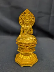 高岡銅器 牧田秀雲造 銅鍍金 仏像 置物 箱付 V 3089