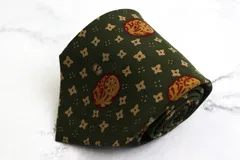 マリオヴァレンティノ ブランド ネクタイ シルク 小紋柄 ドット柄 総柄 メンズ グリーン MARIO VALENTINO 【中古】