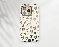 SUGARLOAF GRAPHICS | BEIGE & COPPER HEART | MagSafe iPhoneケース (iPhone 16/16 pro/16 pro max/15)
