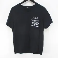 ロデオクラウンズワイドボウル RODEO CROWNS WIDE BOWL RCWB 半袖 Tシャツ FREE 紺系 ネイビー Vネック 刺繍 プリント 胸ポケット