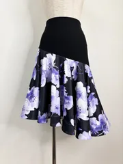 《新品》社交ダンス　ブラック×パープル　ミディアム　スカート　ラテン　衣装