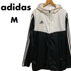 【古着】美品　adidas アディダス ナイロンジャケット パーカー メンズM O相当 ブラック×ホワイト 薄手 裏地メッシュ 大きめ スポーツMIX  古着女子