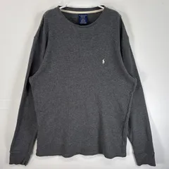 古着 ポロ・ラルフローレン POLO RALPH LAUREN 長袖Tシャツ サーマル ワッフル ロゴ 刺繍 肉厚 XL  グレー 無地 メンズ