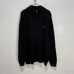 ☆POLO JEANS☆ラルフローレン☆ポロジーンズ☆ハーフジップコットンセーター☆ワンポイントロゴ☆星条旗☆黒☆XL☆L23M