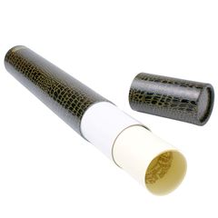 【人気商品】丸筒 ホシノ紙筒工業 賞状 筒 B4 A3 対応サイズ 1本 ワニ柄 賞状入れ 仁友堂オリジナルシール付き (黒ワニ)