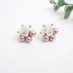ブーケピアス/イヤリング(パールローズ)