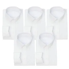 首回り39cm裄丈78cm_ボタンダウン襟 (ビジネススタイル アルフ） 長袖 ワイシャツ 5枚セット 白 ホワイト イージーケア 形態安定 Yシャツ/al01-5s-39-78-bd