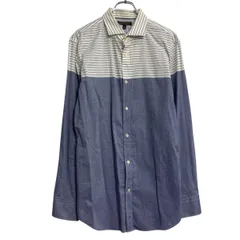 BANANA REPUBLIC 長袖 ストライプシャツ L ブルー ホワイト バナナリパブリック ポケット 古着卸 アメリカ仕入 a701-5651