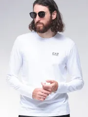 EMPORIO ARMANI (エンポリオアルマーニ) EA7 ワンポイント ロゴ レギュラーフィット クルーネック 長袖 Tシャツ