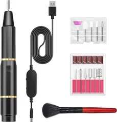電動ネイルマシン 12個のビット ネイルケア ネイルマシン ビット ジェルネイル オフ キット 爪磨き 甘皮処理 角質除去 正逆回転 無段階変速 低騒音 USB給電 自宅サロン用 (ブラック) R10173