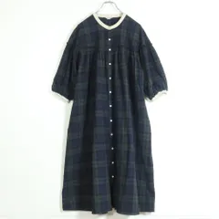 SM2★ギャザーワンピース サイズF グリーン×ネイビー系 チェック柄 z11887