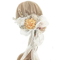 [JZOON] 髪飾り 成人式 卒業式 和装 結婚式 袴 着物 浴衣 振袖 ドライフラワー プリザーブドフラワー 花嫁 シャンパン S2410