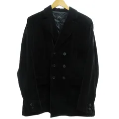 アーペーセー A.P.C. 90s ヴィンテージ ベルベット テーラードジャケット ブレザー 3B ダブルブレスト センターベント フランス製 黒 ブラック Mサイズ IBO52のサムネイル