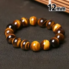 イエロータイガーアイ ブレスレット 12mm珠 天然石 内径16cm 虎目石