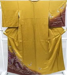 【一輝堂】リサイクル着物 付下げ 斉藤三才 作家物 落款入り 正絹 身丈約161.5cm 裄丈約65.5cm 25z06-3747のサムネイル