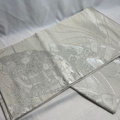 【特価】逸品 美品 正絹 袋帯 シルバー 女性 婦人 レディース 和装小物 和装 着物 留袖 訪問着 振袖 浴衣 B102822