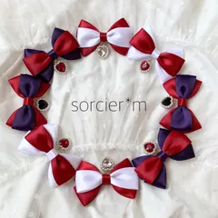 Jewel 和ロリ ♡ リボン ヘアクリップ 赤 白 紫 ロリィタ ヘアピン 推し色 推し活 20日以内の発送