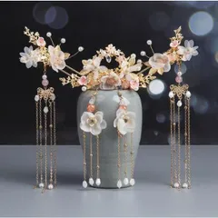 漢服髪飾り5点セット　中華風アアクセサリー　かんざし　ピアス 中国風古代宮廷王女皇后用　唐装漢服グッズ道具　ウエディング撮影結婚式グ