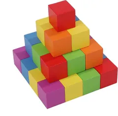 ピュアシーク ブロック 30個セット 木製 積み木 玩具 算数 図形 立方体 おもちゃ カラフル 3ｃｍx3ｃｍ( カラフル　3ｃｍx3ｃｍ)