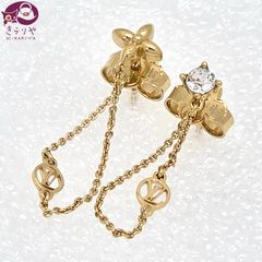 LOUIS VUITTON ルイヴィトン M00390 ピアス プティ ルイ 両耳 ストラス モノグラム･フラワー ゴールドカラーメタル 保存袋 イタリア製 2024年製