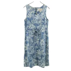 レミレリーフ 日本製 花柄 ノースリーブ 膝丈ワンピース F ネイビー系 REMI RELIEF レディース 古着 【240505】