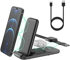 ♥早い者勝ち♥ワイヤレス充電器3in1 折りた ポータブル充電　白