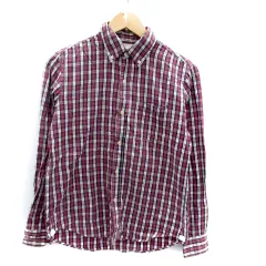 レイジブルー RAGEBLUE カジュアルシャツ ボタンダウン 長袖 チェック柄 M 赤 レッド オフホワイト /HO24