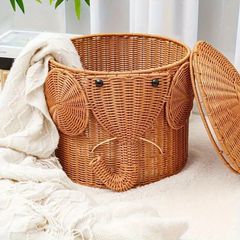 ZARA HOME ゾウ ラタン バスケット 収納 籐風 白 蓋付き インテリア
