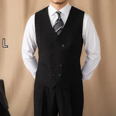 [L]メンズ ファッション 服 男性用 オシャレ シンプル 大人 かっこいい 大きいサイズ ストリート 紳士服 スリム ブラック スーツ ベスト パーティー 結婚式 レトロ ノースリーブ チョッキ