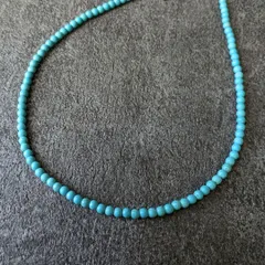 ターコイズ　ビーズ　ネックレス　アクセサリー　シンプル　銀 シルバー　男女兼用