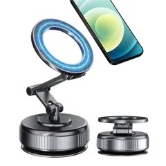 【特価商品】スマホスタンド 片手操作 iPhone12/ Magsafe車載ホルダー 13/ 多角度調整 14/ 360回転台座 3段折畳式 15/ 【真空吸盤＆強力磁力】 16/ 携帯ホルダー Pro/Max マグネット Android多機種対応 車/卓上