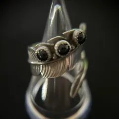 シルバー925 フェザー×ブラックストーン リング 指輪 ALV刻印 1011001 Mexican Sterling Silver 925 Feather Black Onyx Ring ALV