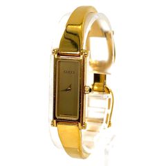 GUCCI グッチ 1500 バングルウォッチ SS/QZ ゴールド文字盤 レディース腕時計 稼動品【OE-992】