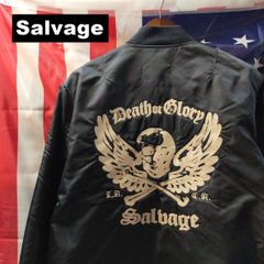 Salvage サルベージ MA-1 M サイズ フライト ジャケット ALPHA アルファ 別注 スカル 刺繍 ロック 黒 ブラック 10593
