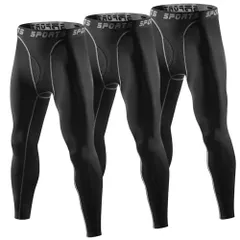 ブラック-前開き-三枚セット_4XL Sillictor スポーツタイツ メンズ 作業服 前開き パワーストレッチ アンダーウェア コンプレッション タイツ 前開け スパッツ UVカット + 吸汗速乾 ブラック 3355blk*3-4XL