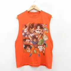 L/古着 ノースリーブ Tシャツ メンズ アニメ ドラゴンボール コットン クルーネック オレンジ 25jul26 中古