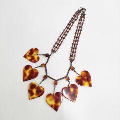 Kanami bijoux ハートネックレス べっこう色 定価33000円 アクセサリー ネックレス ブラウン レディース カナミビジュー【中古】5-0409G◎のサムネイル
