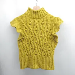 ◇ ⊇ ZARA ザラ シンプル系 半袖 ニットベスト サイズM イエロー系 レディース E  【1507080004366】