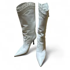 sergio rossi ホワイト ロングウエスタンブーツ サイズ35 1/2 Pelle Seta Calf A8N00 Bianco セルジオロッシ