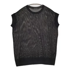 mizuiro-ind メッシュニットベスト ノースリーブ カットソー ブラック レディース ミズイロインド【中古】5-0822S♪