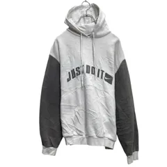 NIKE ロゴスウェット パーカー ナイキ Lホワイト プルオーバー JUST DO IT 古着卸 アメリカ仕入 a703-5801