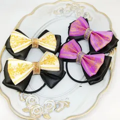 【ハロウィン】リボン ヘアゴム【白&紫】