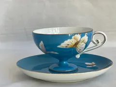 オールドノリタケ　金彩　ターコイズ　蝶紋様カップ＆ソーサー